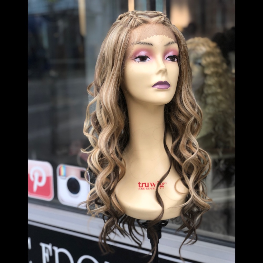 One available Blonde mix Double Braiding Lacefront Wig baby hair - Picture 6 of 9